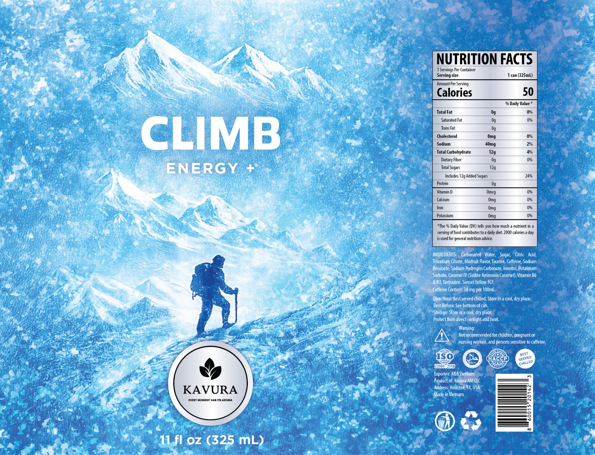 Climb Energy+ can artwork